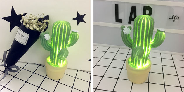 De lamp in de vorm van een cactus