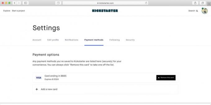Hoe om te kopen op Kickstarter: dan is de kaart zal verschijnen in de lijst met beschikbare betaalmethoden