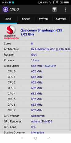Redmi S2: CPU-Z