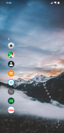 Launcher voor Android Niagara Launcher: alfabet kunnen worden weergegeven op de juiste golf