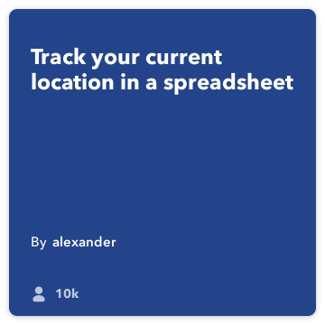 IFTTT Recept: Volg de tijd en uw locatie in een spreadsheet verbindt doe-knop om google-drive