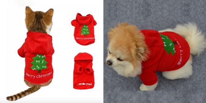 Kerst kostuums voor honden en katten: de rood jasje 