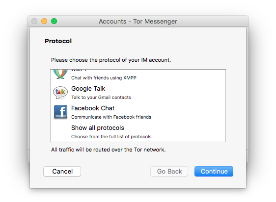 Anoniem Tor Messenger chats
