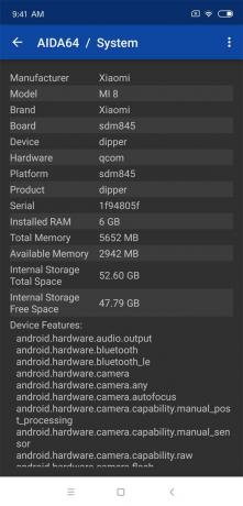 beoordeling Xiaomi Mi 8: Ingebouwd geheugen