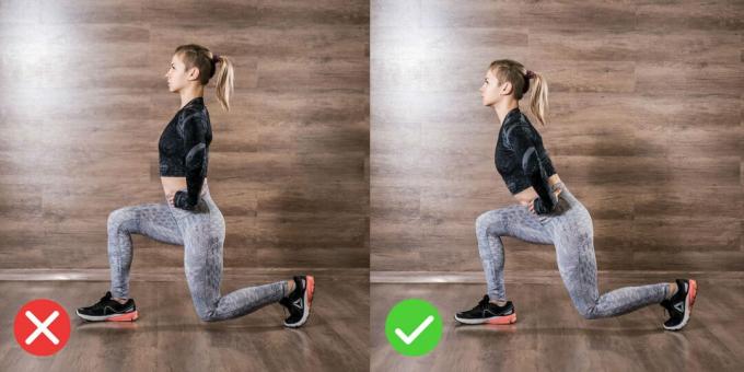 Hoe lunges correct te doen: Kantel uw lichaam met een rechte rug.