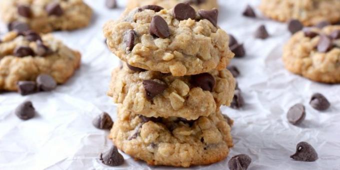 Oatmeal cookies met honing en chocolade drops