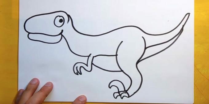 Teken de voorpoot en de buik van de dinosaurus.