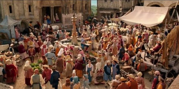 Belle en de dorpelingen in de film 2017