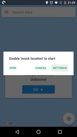 Hoe de locatie, drukt u op GO om de toepassing te wijzigen, en vervolgens Instellingen