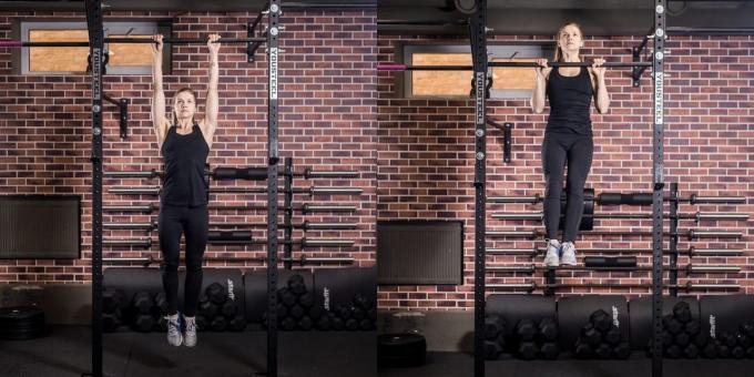 Oefeningen op de rug: straight grip pullups