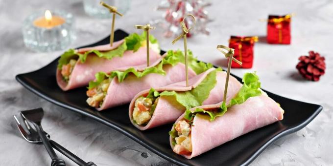 Hamrolletjes met Oliviersalade