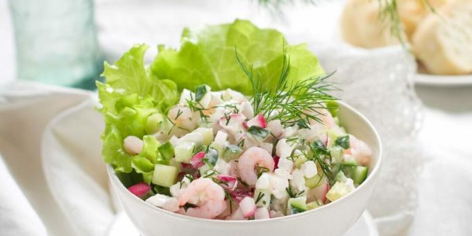 Salade met garnalen en kwark