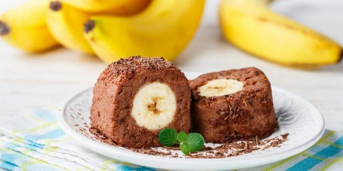 Eenvoudig chocolade-bananendessert