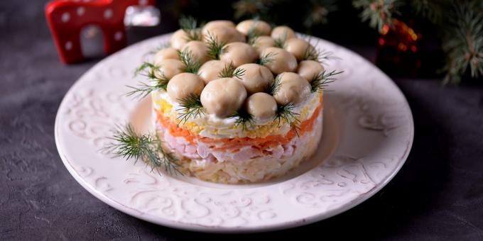 Salade met champignons "Forest Glade"