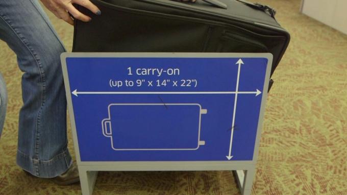 De omvang van handbagage in het vliegtuig: frame voor checking bags afmetingen