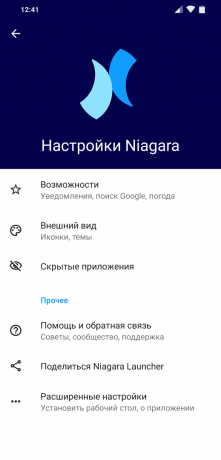 Launcher voor Android Niagara Launcher: Instellingen