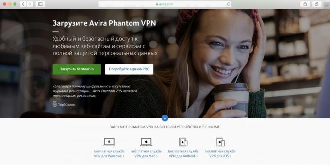 Beste vrije VPN voor PC, Android en iPhone - Avira Phantom VPN