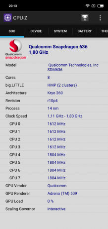 Overzicht Xiaomi redmi Toelichting 6 Pro: CPU-Z