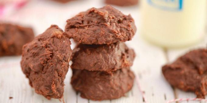Het recept is eenvoudig chocoladebanaan koekjes met pindakaas