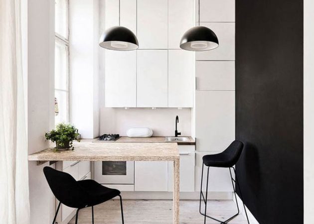 Kleine keuken ontwerp: lineaire lay-out