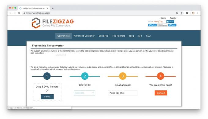Online converters: FileZigZag