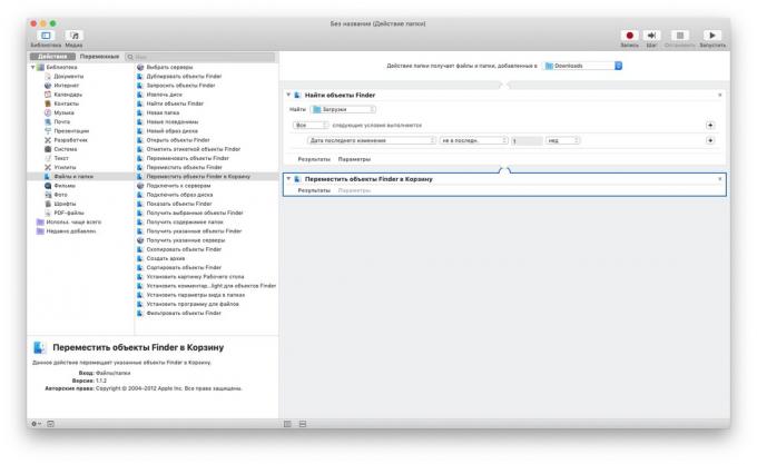 Automator op MacOS: het schoonmaken van de map "Downloads"