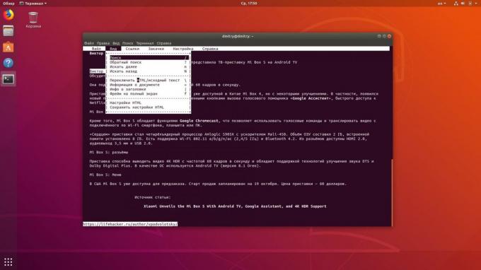 Linux terminal kunt u surfen op het internet