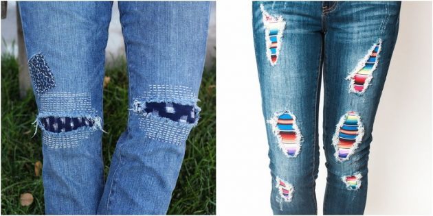 hoe om te naaien het gat in de jeans