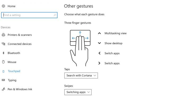 touchpad windows 10