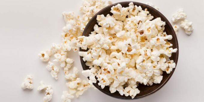 Welke voedingsmiddelen bevatten veel vezels: popcorn