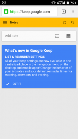 Google Keep:-update