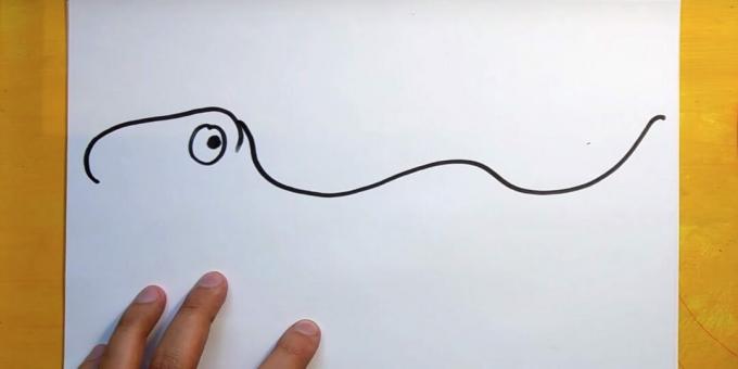 Hoe een dinosaurus te tekenen: teken een golvende lijn