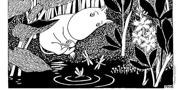 Illustratie aan het boek van de Moomins "Dangerous Summer"