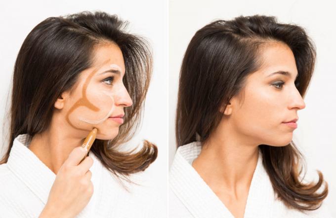 Regel twee triples voor contouren van het gezicht - 's avonds make-up