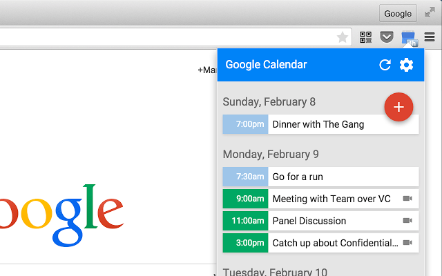 Uitbreiding van Google Calendar (door Google)