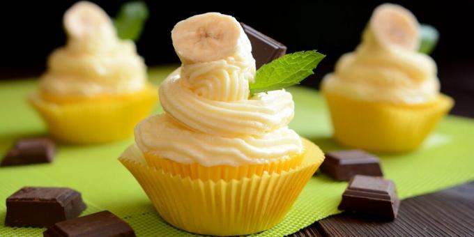 Bananencupcakes met vanillecrème
