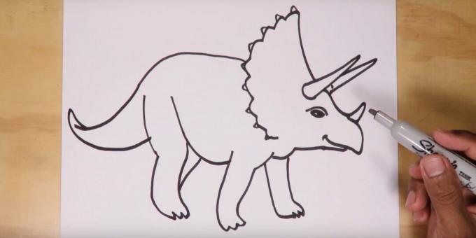 Hoe een dinosaurus te tekenen: voeg een staart en een ander been toe