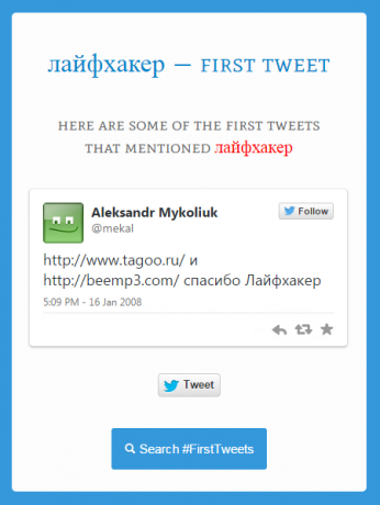 Web Service First Tweet weet wanneer een woord voor het eerst op Twitter werd geschreven