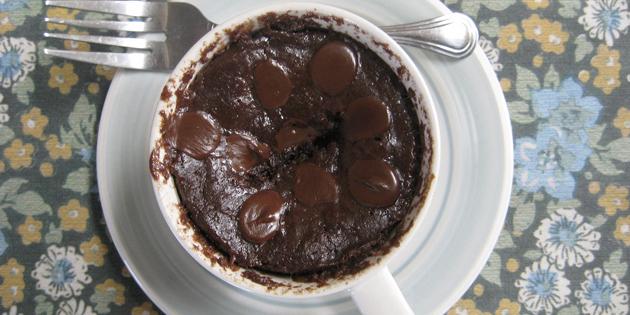 Recepten snelle maaltijden: chocolade cupcake in een kop