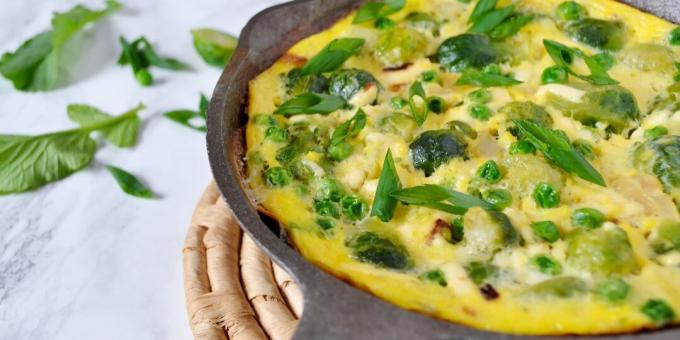 Frittata met spruitjes en doperwtjes