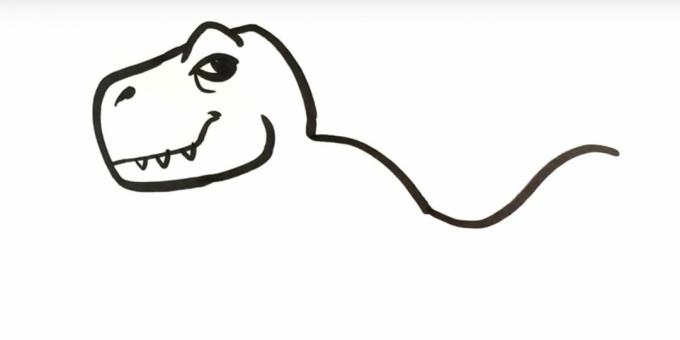 Hoe een dinosaurus te tekenen: geef de achterkant en een deel van de staart weer