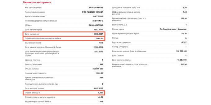 De OFZ-uitgever, het ministerie van Financiën, is verplicht om de belangrijkste kenmerken van de obligatie te publiceren: voorwaarden, data, rentetarieven en nog veel meer.