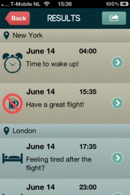 En we weer vechten met de jetlag met behulp van de gratis app voor iPhone