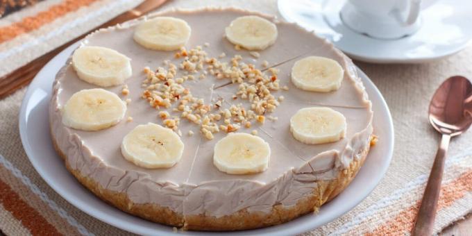 Bananen cheesecake met kwark zonder bakken