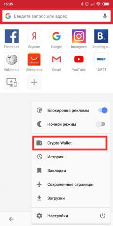 Opera mobiele browser: portemonnee voor cryptogeld