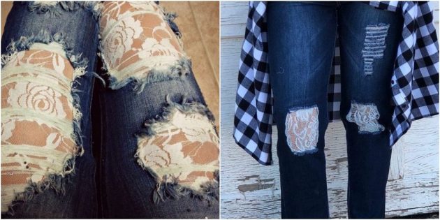 hoe om te naaien het gat in de jeans