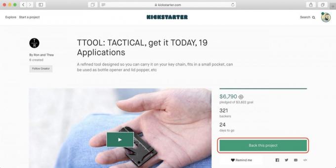 Hoe om te kopen op Kickstarter: Open de pagina die u het project vond en lees de voorwaarden van de campagne
