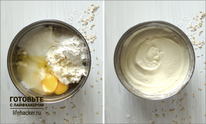 Cottage cheese en aardappelpuree