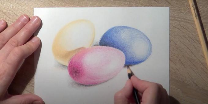 Verf over het ei en schilder schaduw