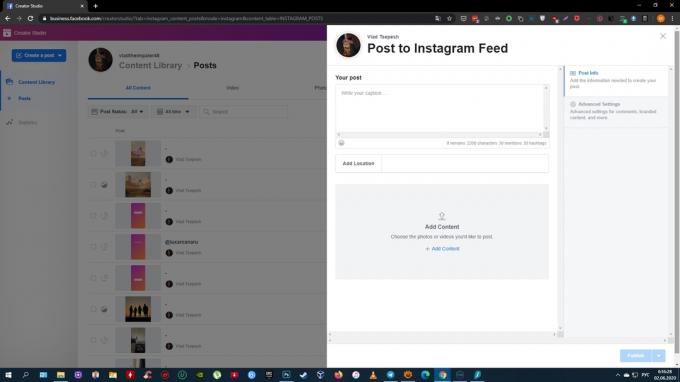 Hoe je een video vanaf je computer op Instagram plaatst: kies de Instagram-feed